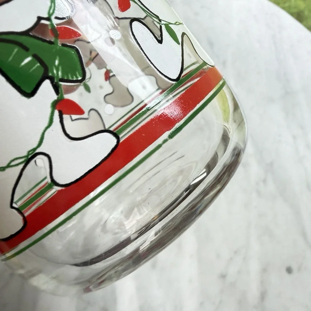 VTG Libbey Dancing Snowmen Christmas Glasses Set 5 Holiday Barware Rocks Glass